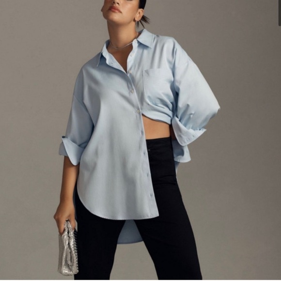 Maeve Light Blue Button Down Shirt NWOT oversized fit - Picture 2 of 11